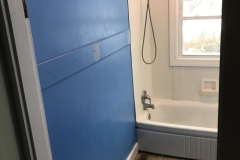 bathroom remodel in blue and white