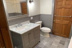 bathroom remodel in gray and white