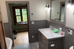 bathroom remodel in two-tone gray