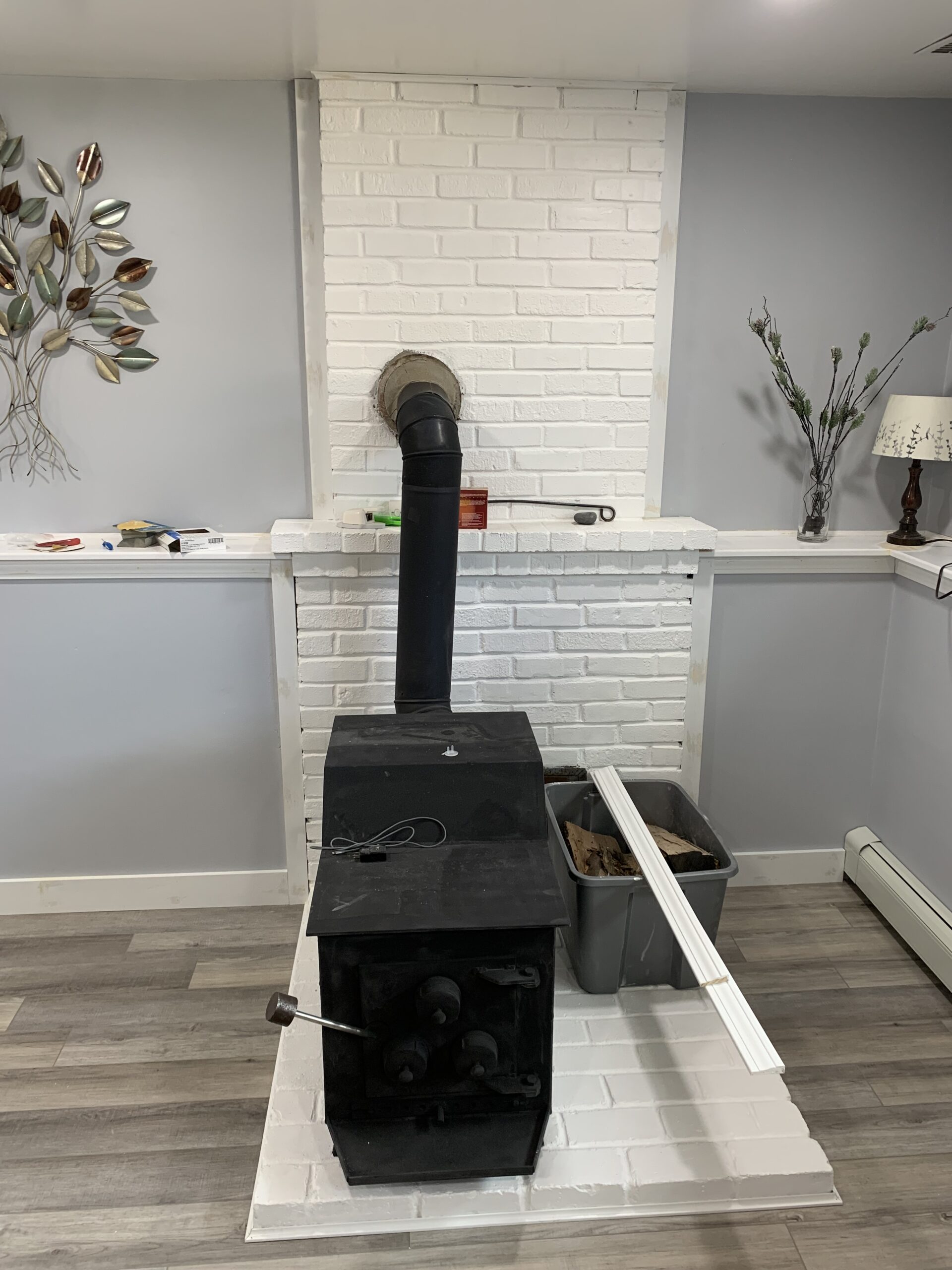 pellet stove in basement